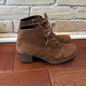 New Gabor Cognac Brown Suede Ankle Boots